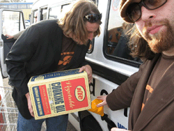 Refuelling the Minibus at a local supermarket